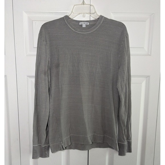 James Perse Tops - James Perse 0 Standard Crew Neck Long Sleeve Womens Size S Grey Slub Cotton Tee